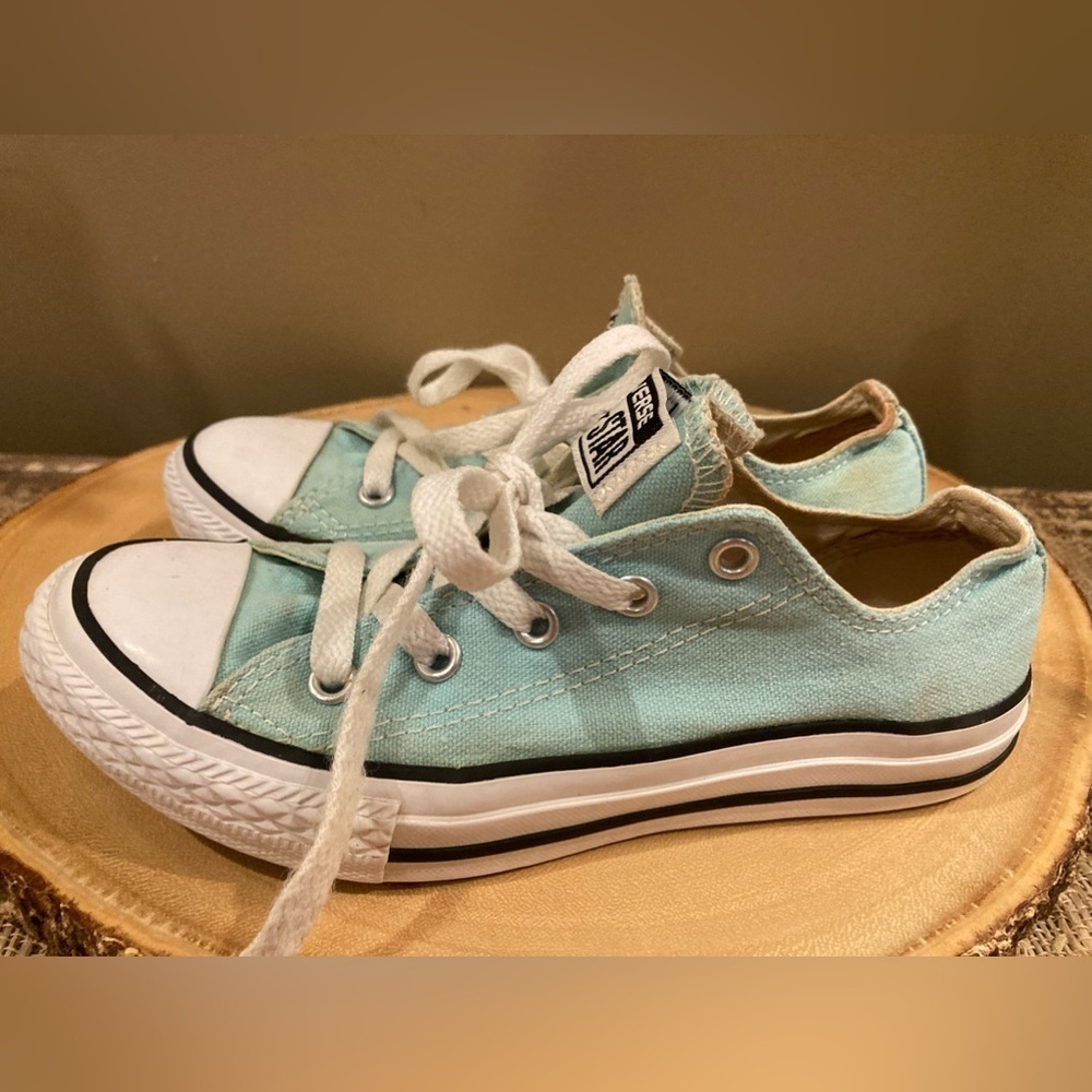 CONVERSE‎ ALL STAR GIRLS JUNIOR MINT GREEN CANVAS LOW TOP SNEAKERS SIZE 1